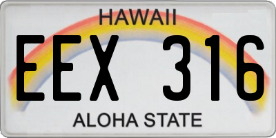 HI license plate EEX316