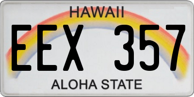 HI license plate EEX357