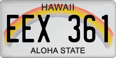 HI license plate EEX361