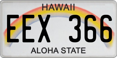 HI license plate EEX366