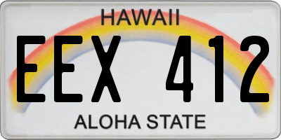 HI license plate EEX412