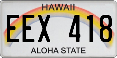 HI license plate EEX418