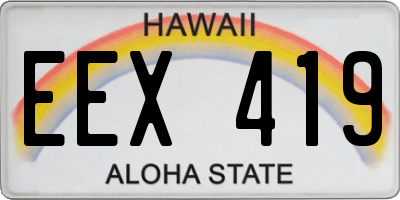 HI license plate EEX419