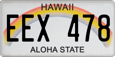 HI license plate EEX478