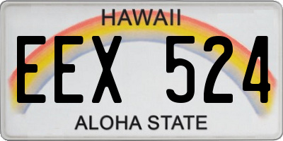 HI license plate EEX524