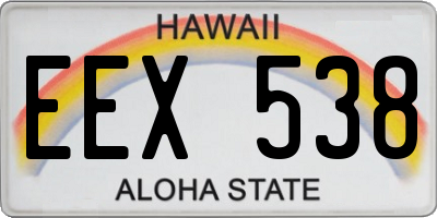 HI license plate EEX538