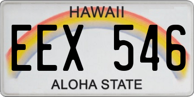 HI license plate EEX546