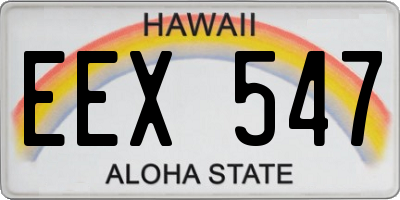 HI license plate EEX547