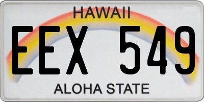 HI license plate EEX549