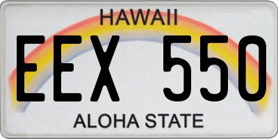 HI license plate EEX550