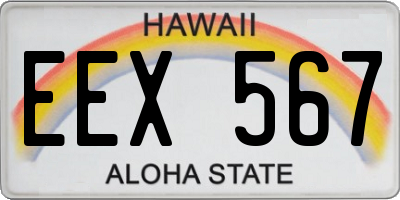 HI license plate EEX567