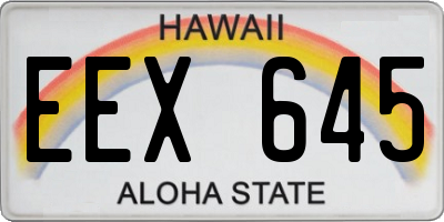 HI license plate EEX645