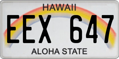 HI license plate EEX647