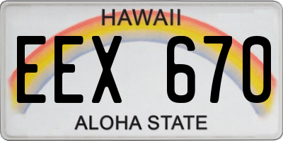 HI license plate EEX670