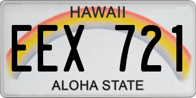 HI license plate EEX721