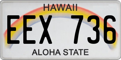 HI license plate EEX736