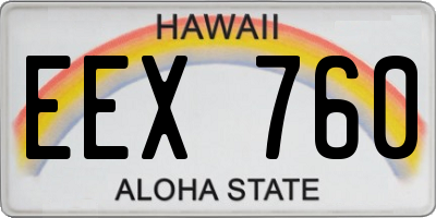 HI license plate EEX760