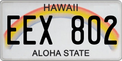 HI license plate EEX802
