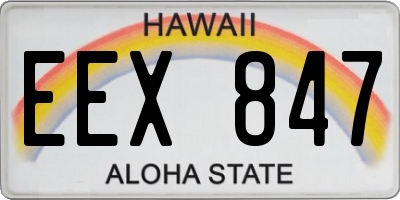 HI license plate EEX847
