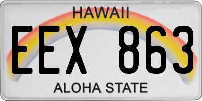 HI license plate EEX863