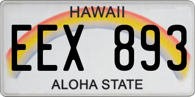HI license plate EEX893