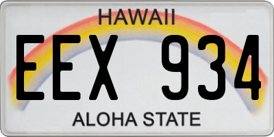 HI license plate EEX934