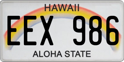 HI license plate EEX986