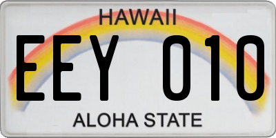 HI license plate EEY010