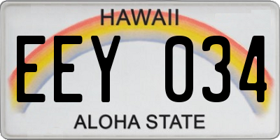 HI license plate EEY034