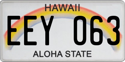 HI license plate EEY063