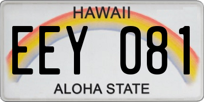 HI license plate EEY081