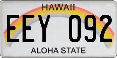 HI license plate EEY092