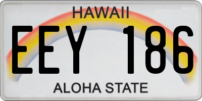 HI license plate EEY186