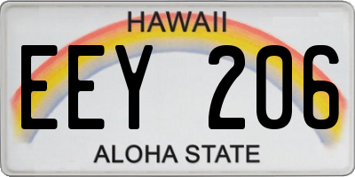 HI license plate EEY206