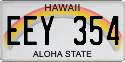 HI license plate EEY354