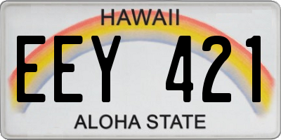 HI license plate EEY421