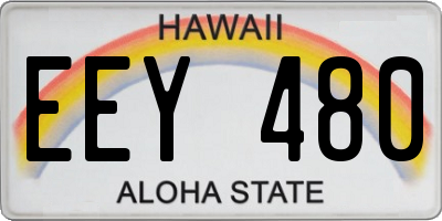 HI license plate EEY480