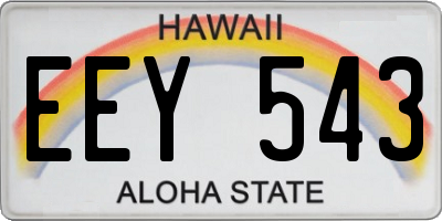 HI license plate EEY543