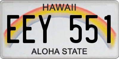 HI license plate EEY551