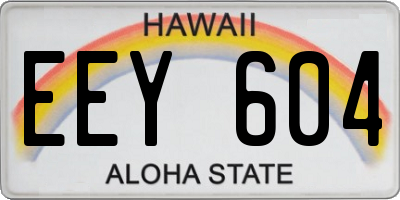 HI license plate EEY604