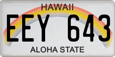 HI license plate EEY643