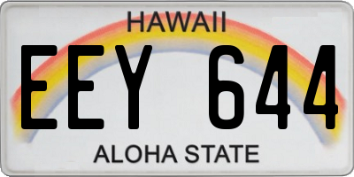 HI license plate EEY644