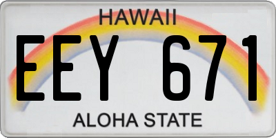 HI license plate EEY671