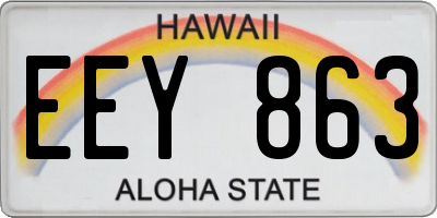 HI license plate EEY863