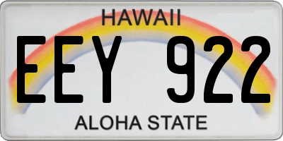HI license plate EEY922