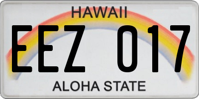 HI license plate EEZ017