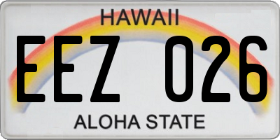 HI license plate EEZ026