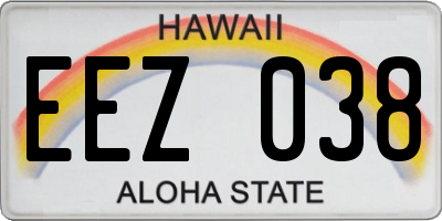 HI license plate EEZ038