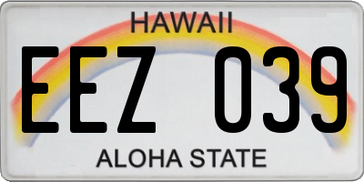 HI license plate EEZ039