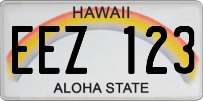 HI license plate EEZ123